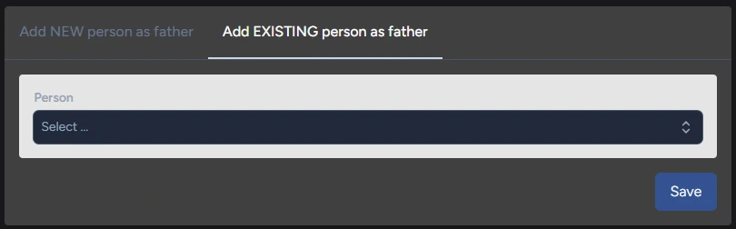 Bestehende Person als Vater hinzufügen